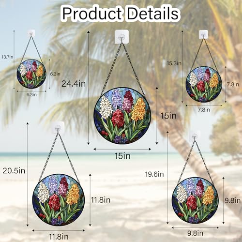 Hyacinth Stained Glass Window Hanging Suncatcher Gift for Women 7.8"