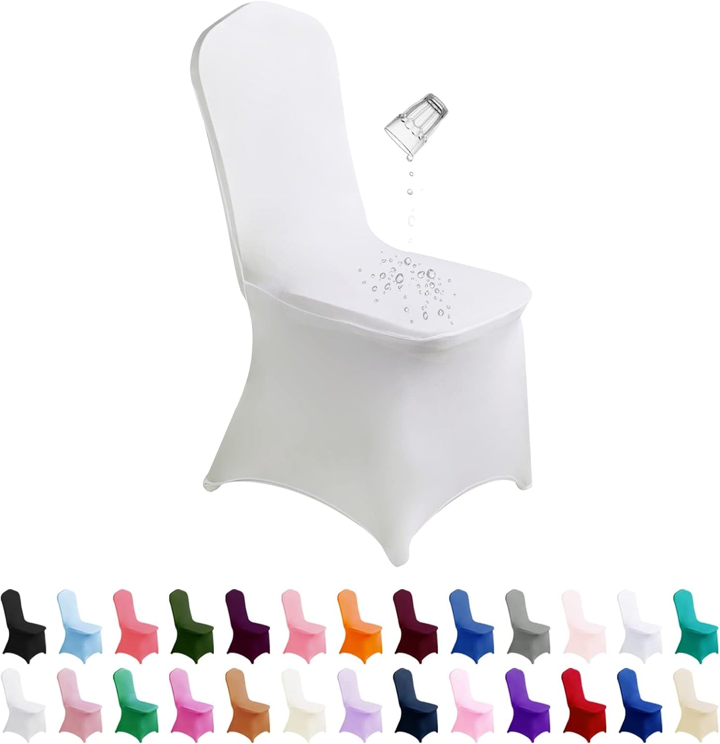 Waterproof Spandex Chair Cover 12PCS, Stretch Dining Chair Covers, Polyester Outdoor Chair Covers, Protector Stretch Chair Cover for Party Universal, Banquet, Wedding Event, Hotel(White)