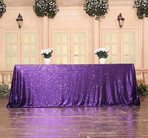 Sequin Tablecloth 60x120 Inch Purple for Wedding Halloween Party