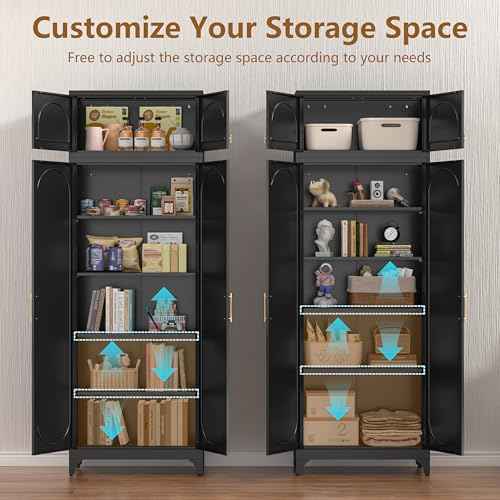 90" Tall Metal Kitchen Pantry Storage Cabinet with Doors and Shelves