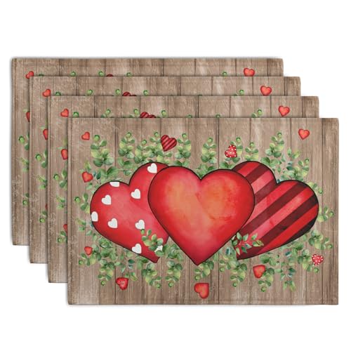 Valentines Day Wooden Plank Placemats Set of 4 (4 Count)
