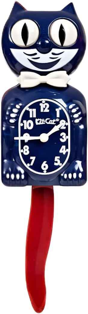 Kit-Cat Clock® Limited Edition Red, White & Galaxy Blue - Retro Cat Wall Clock with Moving Eyes and Tail, Battery Operated, Made in USA