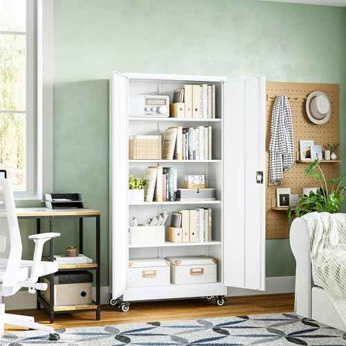 Metal Garage Storage Cabinets with Lock Door and Adjustable Shelves