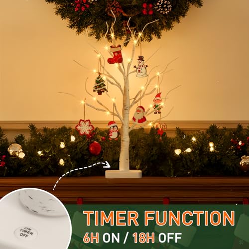 Lighted Birch Tree with Ornaments