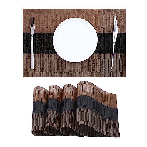 Brown with Black Striped Placemats Set of 4 (4 Count)
