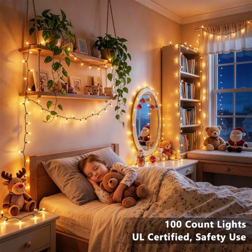 Gold Christmas Incandescent String Lights Outdoor 100 Count 19.7ft