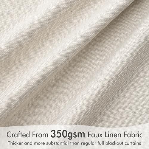 100% Blackout Back Tab Pleat Linen Curtains 50" Wx63 L (2 Count)
