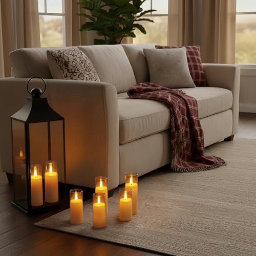 Amber Flameless LED Pillar Candles (9 Count)