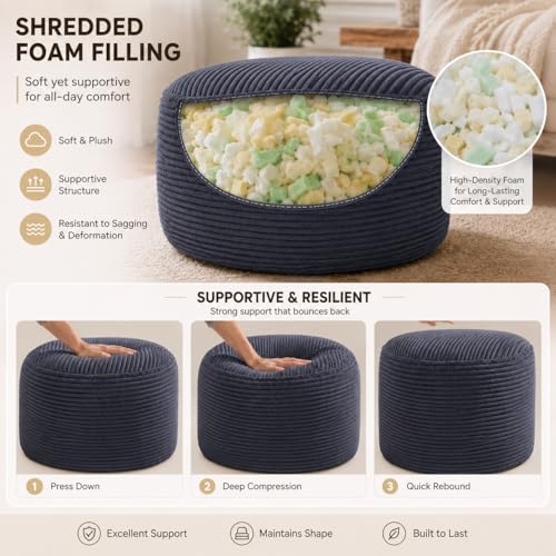 Round Stuffed Pouf Ottoman