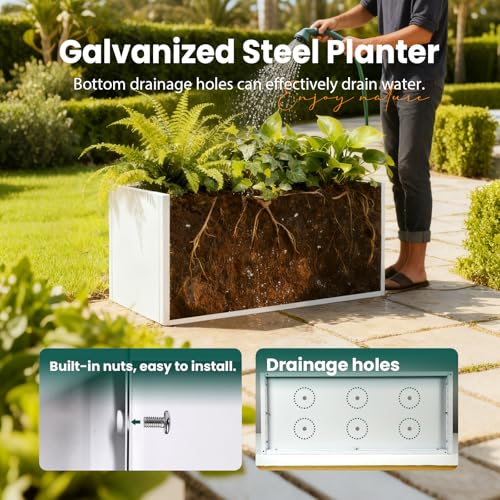 Metal Rectangular Planter 36" L x 12" W x 16" H