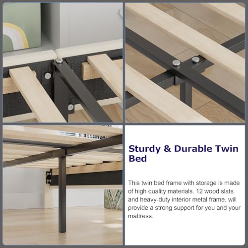 Twin Bed Frame with Storage Drawer