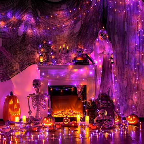 400LED Orange and Purple Halloween Lights Indoor Outdoor (132 Foot)