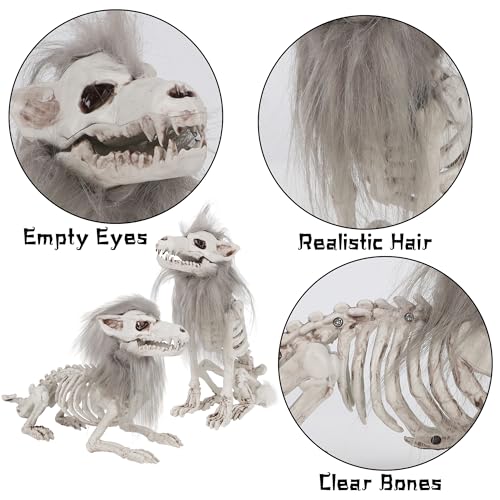 Set of 2 Halloween Skeleton Animals Wolf Skeletons Decor (2 Count)