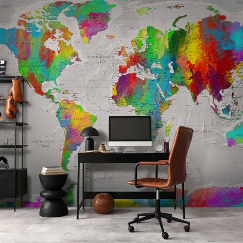 Wall Mural World Map 96x69 in (46.17 Sq Ft)