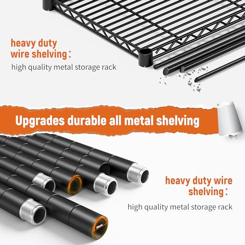 4 Tier Storage Shelves 45.3''W Wire Shelving Unit for Garage (2 Count)