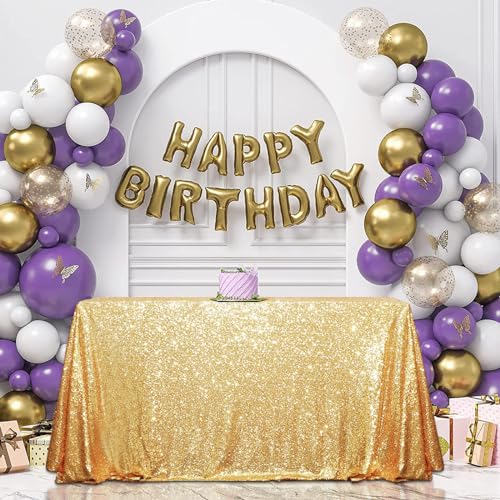 Sequin Tablecloth 60x120 Inch Gold for Wedding Party