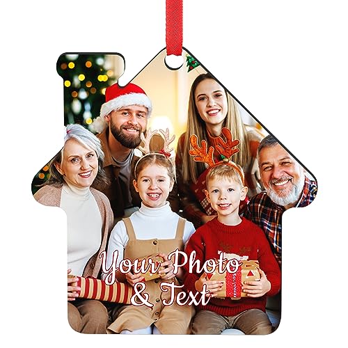 Personalized Christmas Ornaments 2025 Wood Custom Picture Text Hanging Ornament Customized Christmas Tree Decorations Keepsake Gift for Family Couples Xmas Tree Home Decor