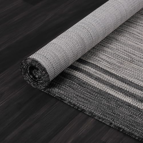 Bordered Outdoor Rug 6x9 Washable Outside Carpet for Indoor Patio Porch Waterproof Easy Cleaning Non Shedding Area Rugs Dark Gray 6 x 9