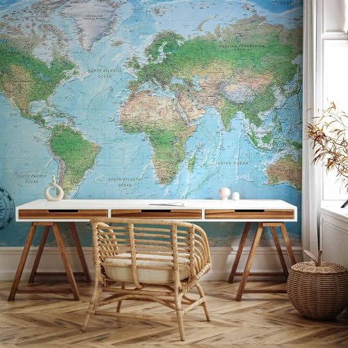 Wall Mural World Map 98x69 in (47.14 Sq Ft)