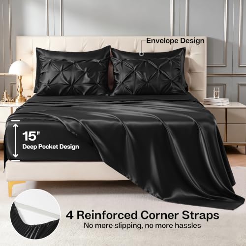 Satin Twin Comforter Set Black