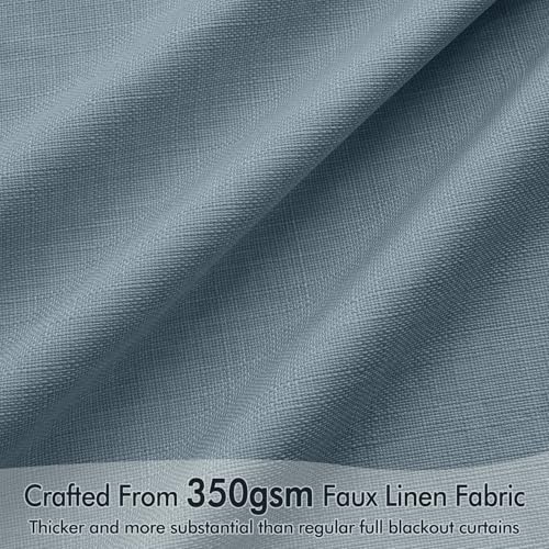 100% Blackout Back Tab Pleat Linen Curtains 50" Wx84 L (2 Count)