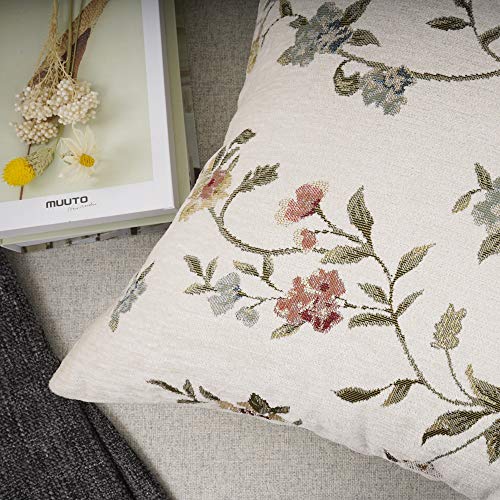 Embroidery Jacquard White Floral Leaf Pattern Square Decorative Throw Pillow Case Cushion Cover