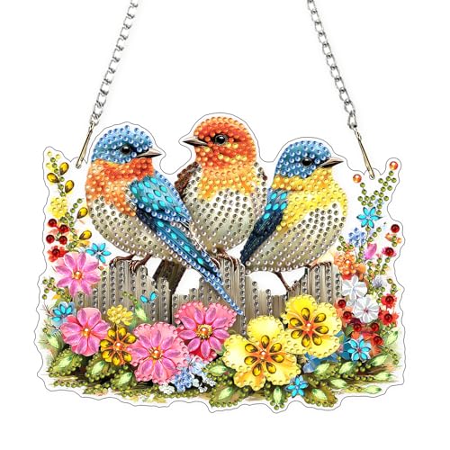 DIY Three Cute Birds Diamond Painting Hanging Ornament