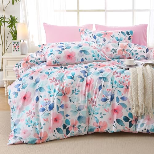 Pink Blue Branch Full Comforter Set