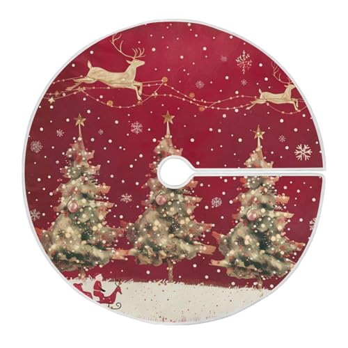 48 Inch Christmas Tree Skirt With Reindeer