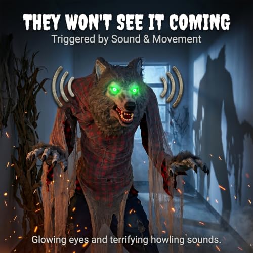 7FT Animated Halloween Werewolf Decoration (7ft Werewolf)