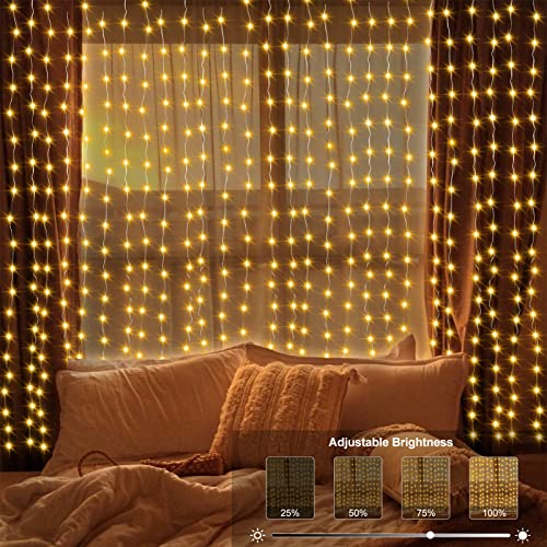 9.8Ft x 9.8Ft Curtain Lights Battery Operated 2 Color Changing (300 Count)