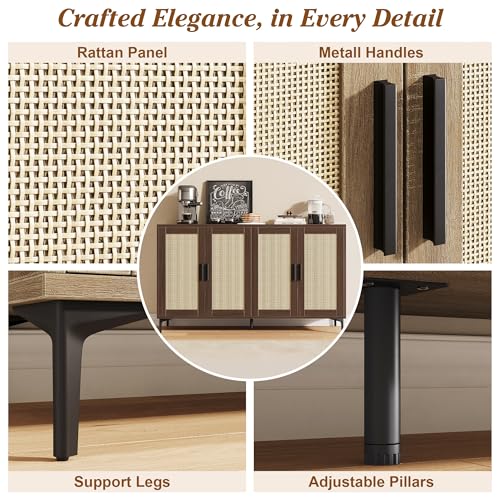 48" Rattan Buffet Cabinet with Storage