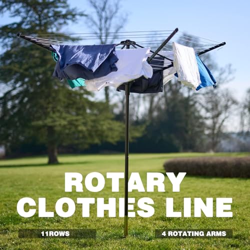 Rotary Outdoor Umbrella Drying Rack Adjustable Height Clothesline w