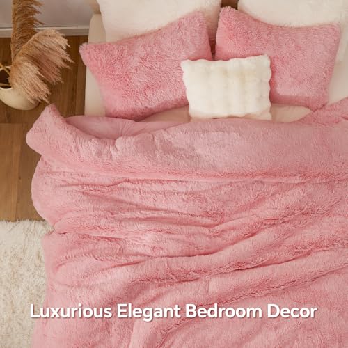 Pink Fluffy Comforter Set Queen