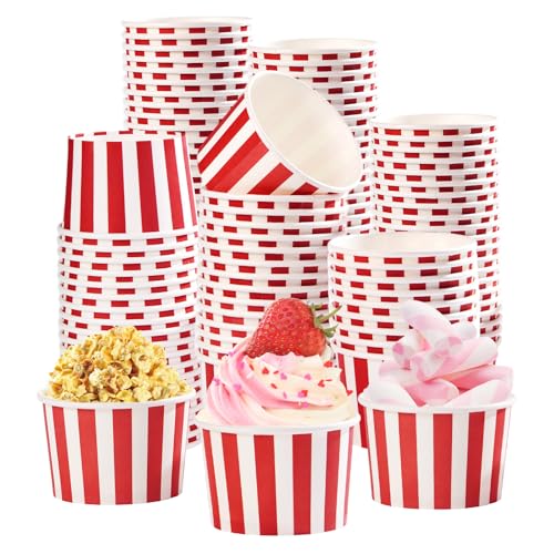 Greencian 120Pcs 12oz Red and White Ice Cream Cups for Hot or Cold Food