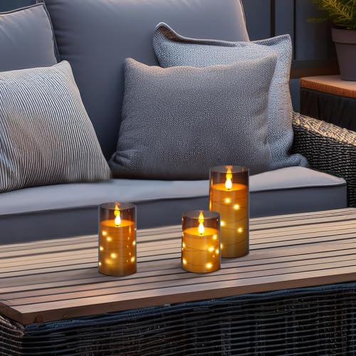 Flickering Flameless Candles Battery Operated Candles LED Candles with Remote Timer for Home (3 Count)