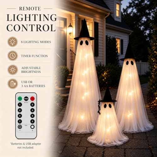 3 Packs Halloween Decorations Outdoor (3PK-LARGE-LED-GHOST)
