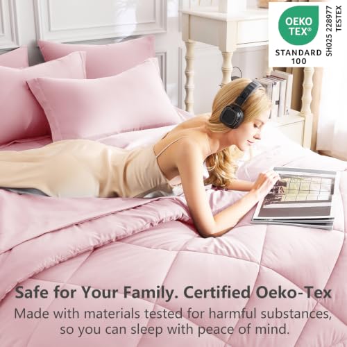 Twin Comforter Set with Sheets Pink