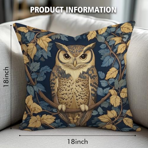William Morris Abstract Vintage Floral Velvet Owl Design Throw Pillow Covers Home Decor