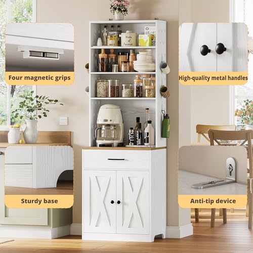 Bakers Rack Microwave Stand with Customizable Pegboard and Storage