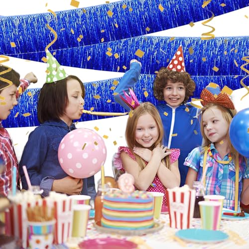 Blue Foil Fringe Garland 10FT 2packs for Parade Float Decorations (20 Foot)