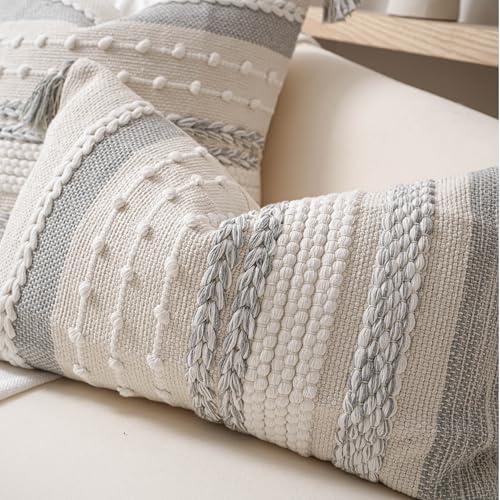 Gray Decorative Lumbar Pillow Cover 12x20