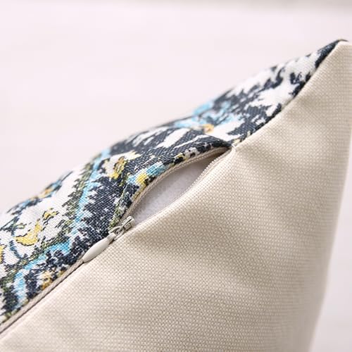 Outdoor Waterproof Pillow Covers 12X20 Set of 2 Bohemian Vintage Carpet Pattern Pillow Covers Green Blue Ethnic Design Decorative Farmhouse Cushion Case for Couch Garden (7.5 Count)