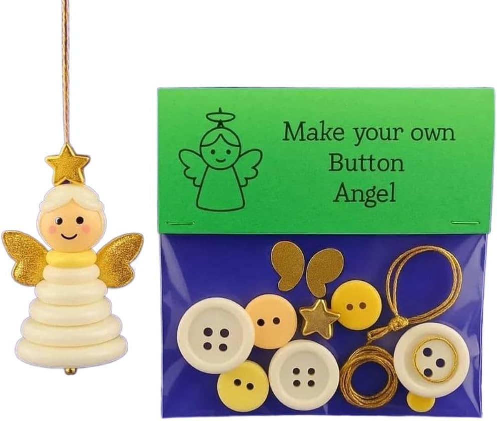DIY Christmas Button Ornament Making Set - Snowman/Santa/Angel, Fun Holiday Craft Kit for All Ages, Ideal Xmas Tree Hanging Decor & Festive Gifts (30 pcs-A)