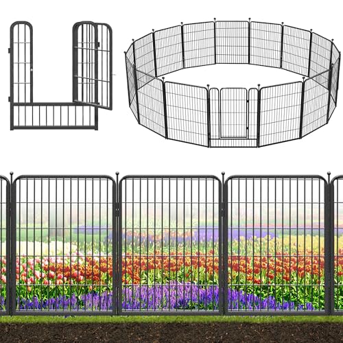 Decorative Black Metal Fencing Garden Fence with Gate (97.78 Sq Ft)