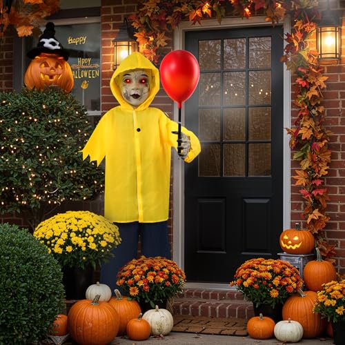 4 Ft Life Size Halloween Animatronics Prop with Sound & Touch (4 Ft Yellow)
