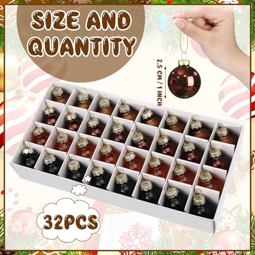 32 Pcs 1'' Mini Glass Christmas Ornament
