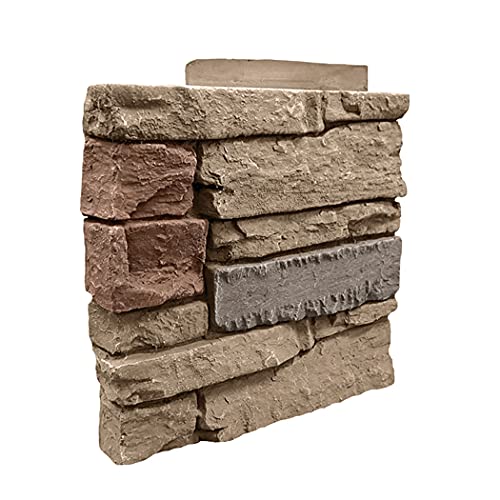 Faux Stacked Stone Left Corner Panel 12.5" x 11.25" in Desert Sunrise Color for Do It Yourself Friendly Home Improvement Projects
