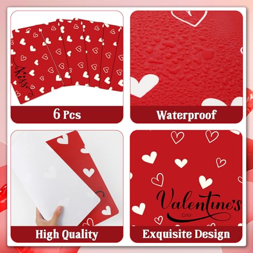 Valentine Plastic Placemats Set of 6 Summer Table mats 17×13×0.04in (6 Count)