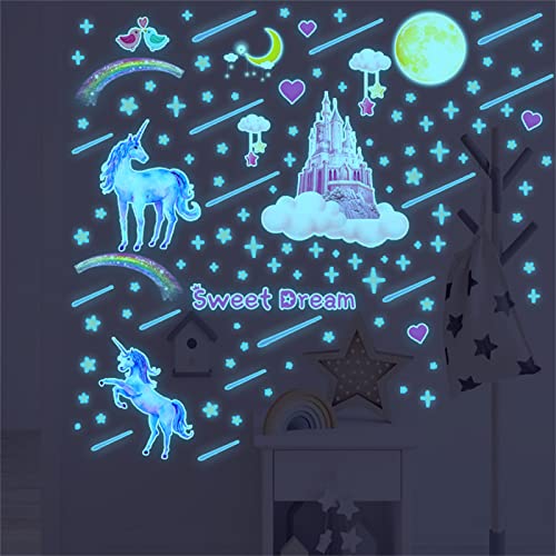 Glow in The Dark Unicorn Castle Wall Decals